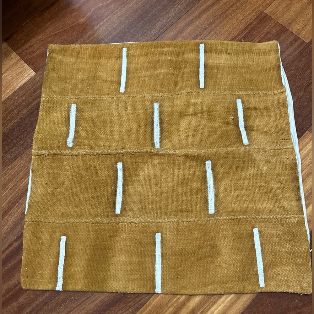 Mustard Yellow Accent Pillow Cover with White Stitch Detail